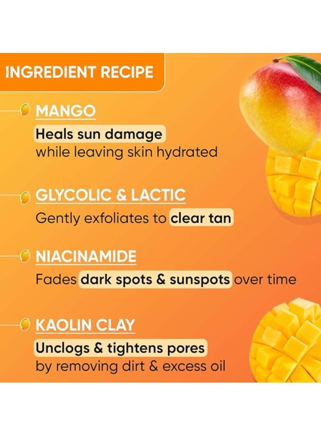 Dot & Key Mango Detan Tan Removal Clay Mask | Clay Mask for Face with Glycolic & Lactic | Great for All Skin Types | Fresh Juicy Mango Fragrance | 70gm