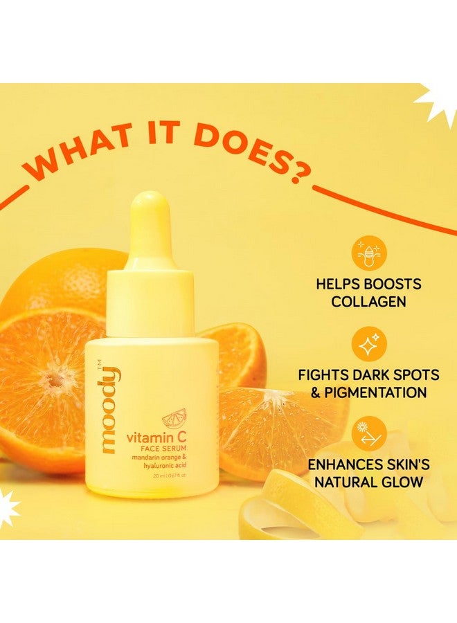 Vitamin C Face Serum For Glowing Skin Brightening & Hydrating Mandarin Orange & Hyaluronic Acid Vegan & Cruelty Free Radiant And Supple Skin Reduces Dark Spots And Pigmentation 20Ml
