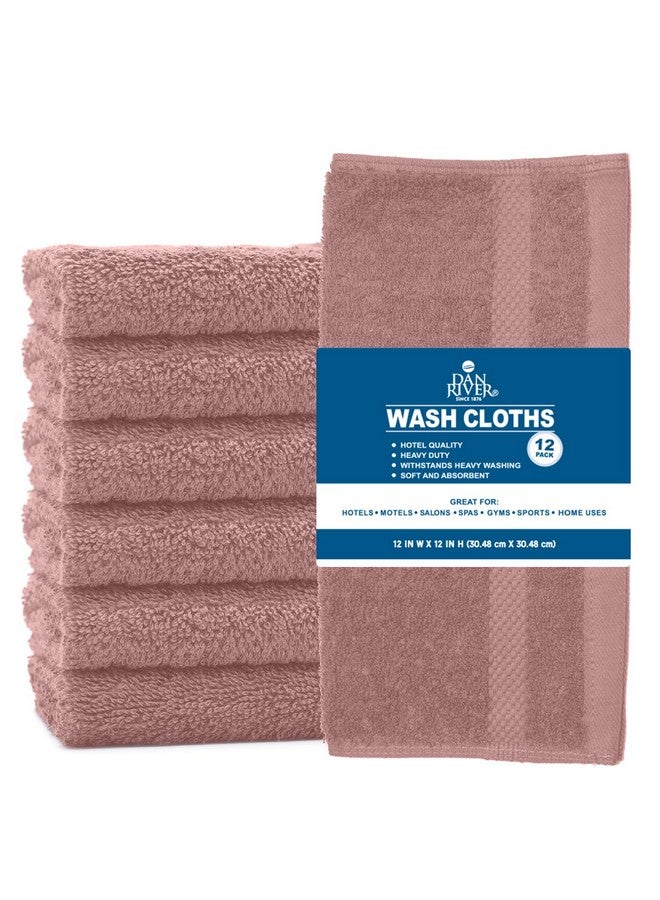 100% Cotton Face Towels 12 Pack Premium Washcloths Highly Absorbent Towels For Bathroom Spa And Daily Use 12X12 In 600 Gsm Dusty Rose