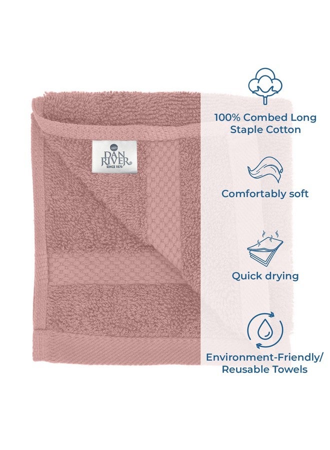 100% Cotton Face Towels 12 Pack Premium Washcloths Highly Absorbent Towels For Bathroom Spa And Daily Use 12X12 In 600 Gsm Dusty Rose