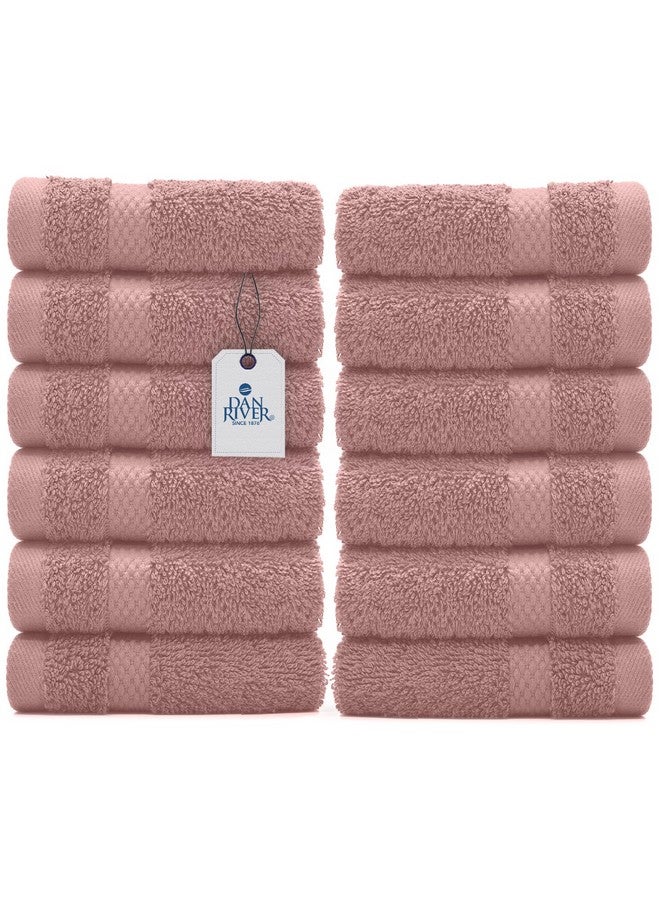 100% Cotton Face Towels 12 Pack Premium Washcloths Highly Absorbent Towels For Bathroom Spa And Daily Use 12X12 In 600 Gsm Dusty Rose