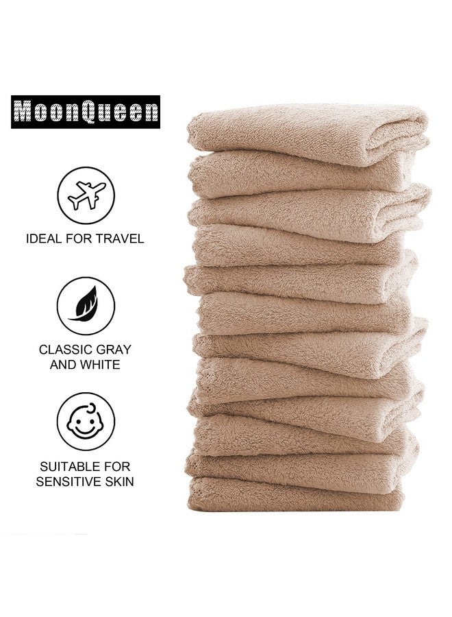 Microfiber Facial Cloths Fast Drying Washcloth 12 Pack Premium Soft Makeup Remover Cloths Brown