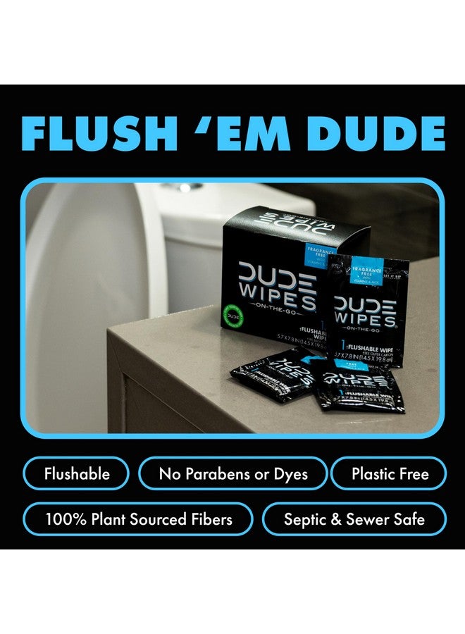 Wipes On The Go Flushable Wipes 1 Pack, 30 Wipes Unscented Extra Large Individually Wrapped Adult Wet Wipes Vitamin E & Aloe Septic And Sewer Safe