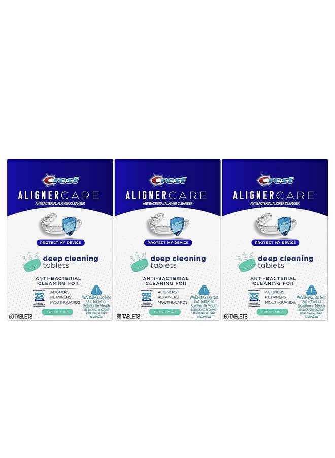 Aligner Care Deep Cleaning Anti-Bacterial Tablets For Aligners, Retainers, Mouthguards, 60-Count, Pack Of 3