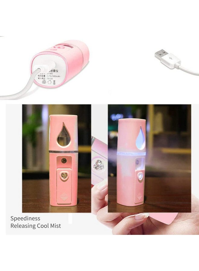 Nano Facial Steamer Mist Spray Eyelash Extensions Cleaning Pores Water Spa Moisturizing Hydrating Face Sprayer Usb Rechargeable Mini Beauty Device (Pink)