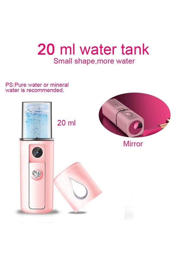 Nano Facial Steamer Mist Spray Eyelash Extensions Cleaning Pores Water Spa Moisturizing Hydrating Face Sprayer Usb Rechargeable Mini Beauty Device (Pink)