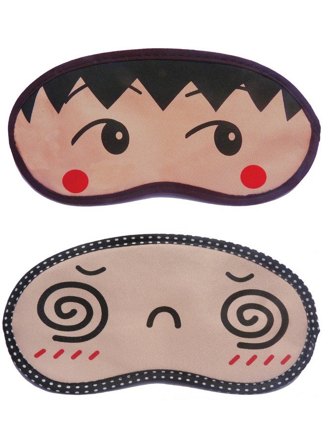 Red Dot Spiral Cartoon Face Sleeping Eye Mask (Pack Of 2)