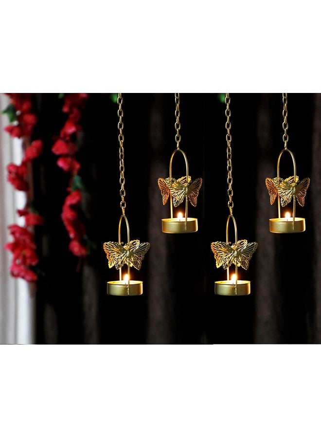 Aluminium Hanging Butterfly Tealight Candle Holders Combo Pack (Pack Of 4)
