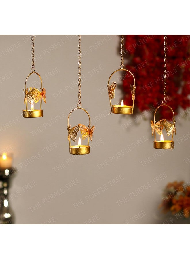 Aluminium Hanging Butterfly Tealight Candle Holders Combo Pack (Pack Of 4)