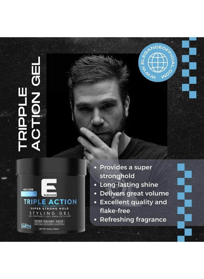 Moon Fragrance Triple Action Hair Gel For Men And Women Super Strong Hold, Extreme Volume, And Long Lasting Shine Flake Free And Refreshing Fragrance All Hair Types, 16.9 Oz