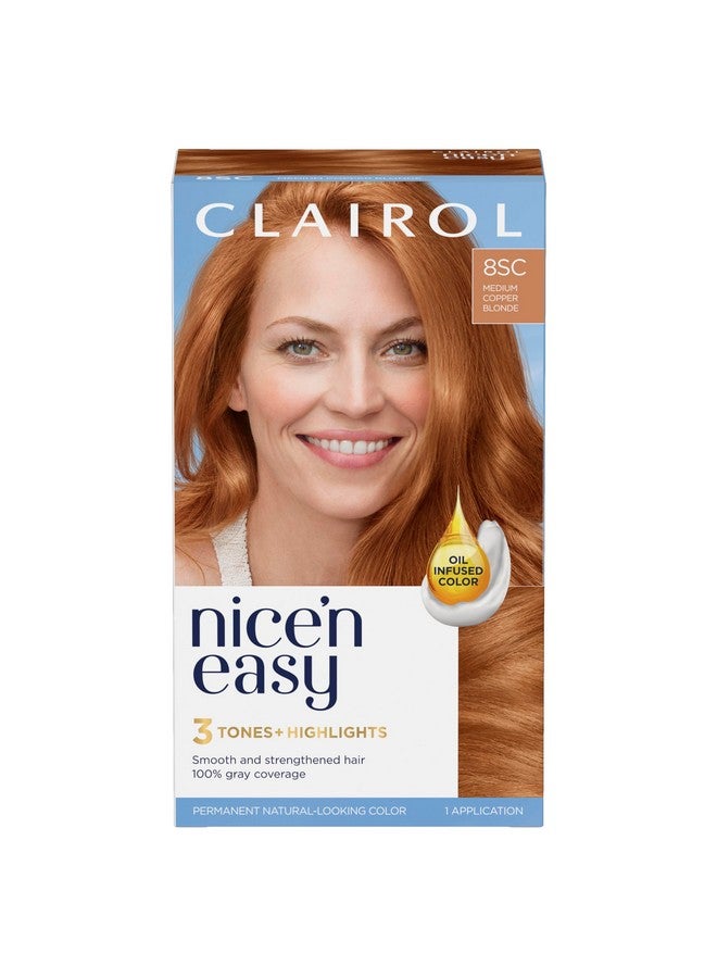 Nice'N Easy Permanent Hair Dye, 8Sc Medium Copper Blonde Hair Color, Pack Of 1