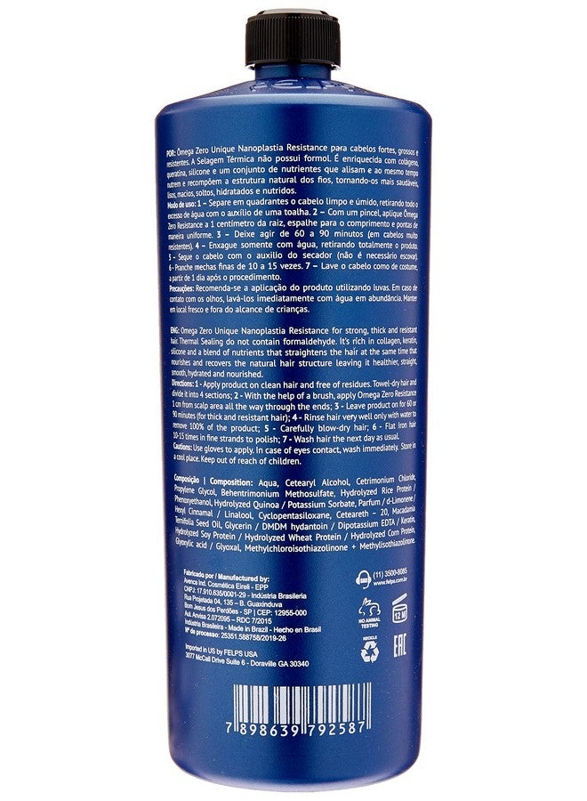 Omega Thermal Sealing And Zero Unique Nanoplasty Straightening & Smoothing Hair Treatment Amino & Tenino Acids For All Hair Types 1L/33. 81Fl.Oz