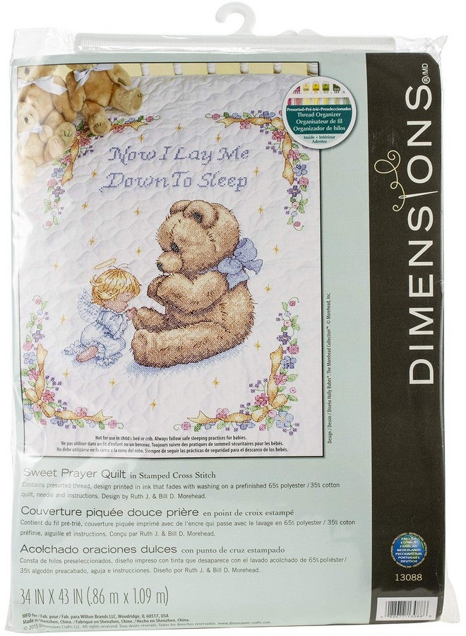 Stamped Cross Stitch Sweet Prayer Diy Baby Quilt Kit 34'' X 43''