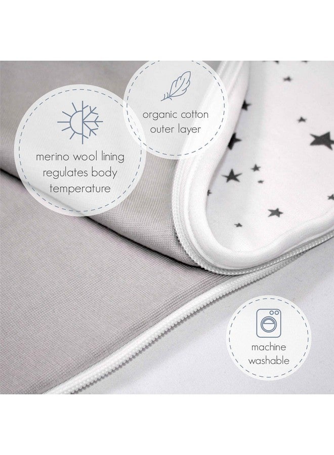 Merino Wool Ultimate Baby Sleep Sack 4 Season Two Way Zipper Adjustable Baby Sleeping Bag Universal Size Sleep Sack For Baby (2 24 Months) Star Gray