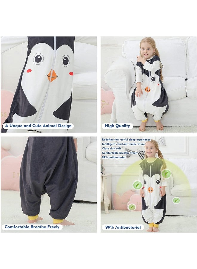 Baby Unisex Sleeveless Sleeping Bag With Feet Autumn Winter Sleeping Sack Polyester Wearable Blankets For Toddler Penguin 1 3T