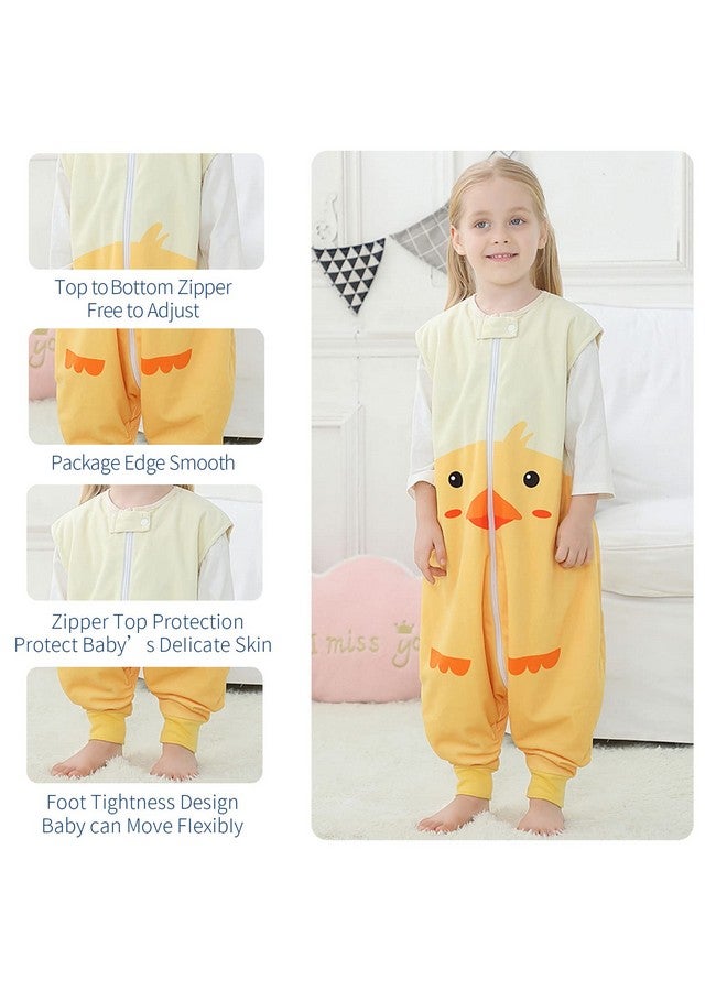 Baby Unisex Sleeveless Sleeping Bag With Feet Autumn Winter Sleeping Sack Polyester Wearable Blankets For Toddler Duck 1 3T