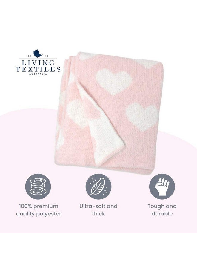 Pink Hearts Chenille Soft Baby Blanket Reversible Premium Cozy Fabric For Best Comfort For Infant,Toddler,Newborn,Nursery,Girl,Throw,Crib,Stroller,Gift, Pink Hearts 40X30