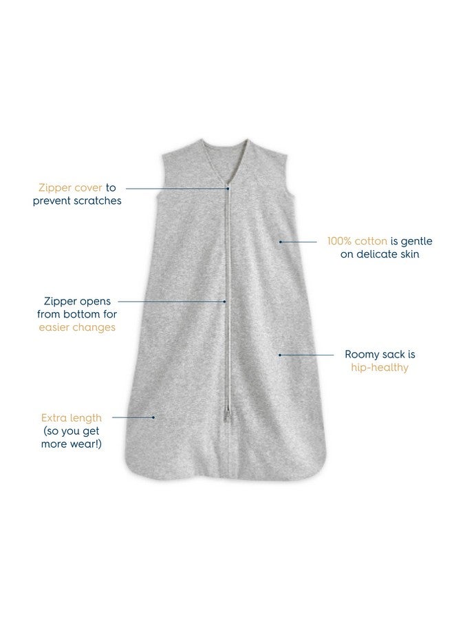 Sleepsack, 100% Cotton Wearable Blanket, Swaddle Transition Sleeping Bag, Tog 0.5, Heather Grey, Small