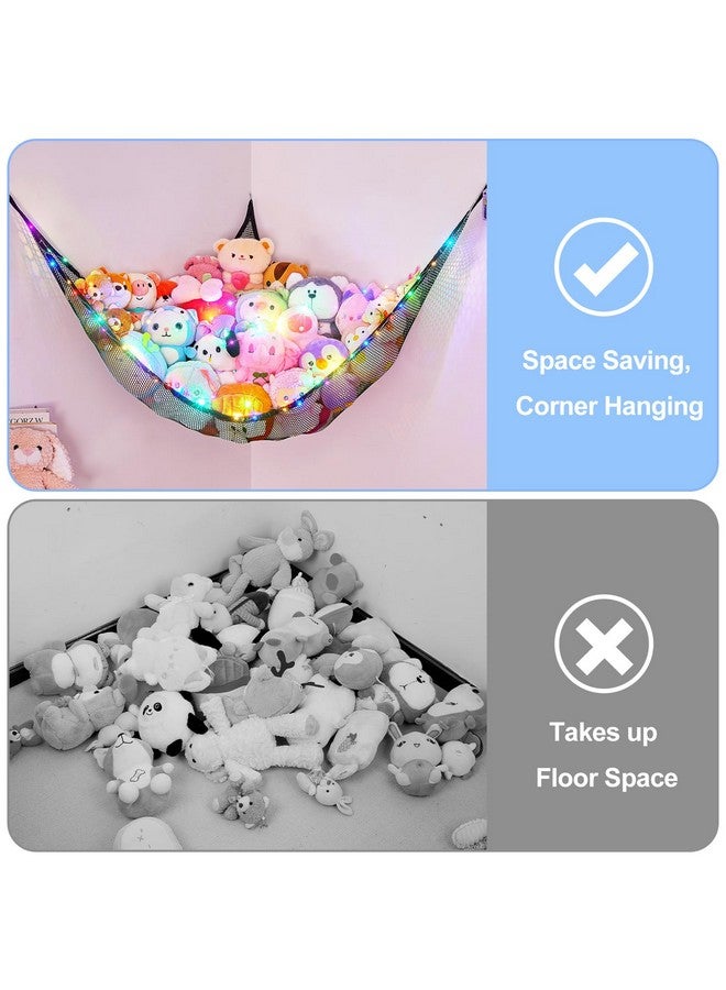 Stuffed Animals Net Or Hammock With Led Light Hanging Toy Net Hammock For Stuffed Animals Storage Stuff Animals Hammocks For Nursery Kids Room With Remote Control 8 Kinds Of Lights(Pack Of 1)