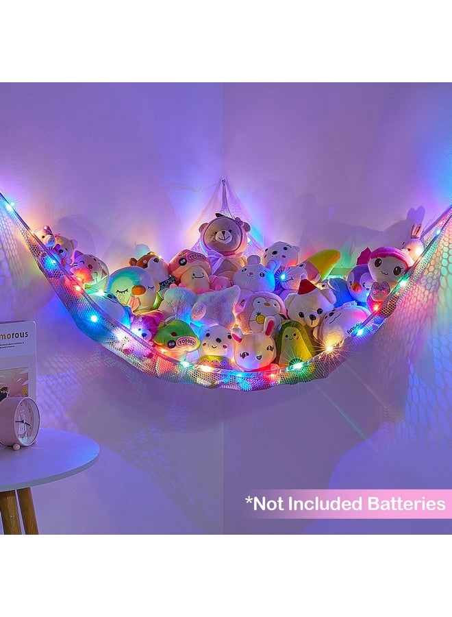 Stuffed Animals Net Or Hammock Kids Toy Storage Organizer Hanging Mesh Stuffed Animals Storage Corner Holder For Girls Kids Room Playroom Decor