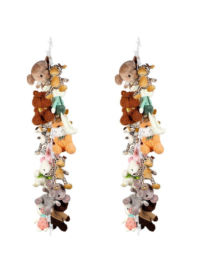 2 Pieces Stuffed Animals Storage Chain Organizer With 40 Plastic Clips 79