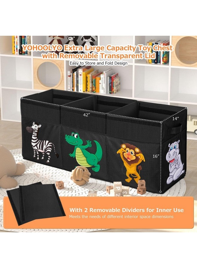 Extra Large Toy Box Collapsible Sturdy Toy Storage Organizer With Lids Dinosaur Toy Box For Boys Girls 42