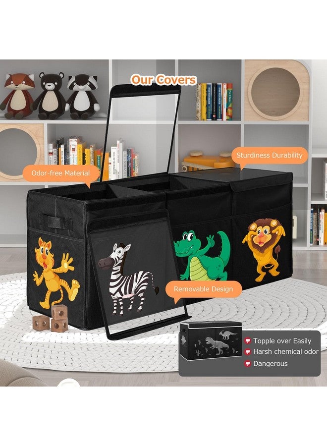 Extra Large Toy Box Collapsible Sturdy Toy Storage Organizer With Lids Dinosaur Toy Box For Boys Girls 42