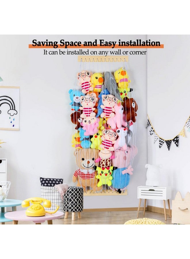 Stuffed Animal Storage Hammock Wooden Plush Toy Organizer For Kids Room Décor Playroom Nursury Plush Toys Storage Caddy Decoration Wall Hanging Stuffed Animal Net Or Hammock Corner