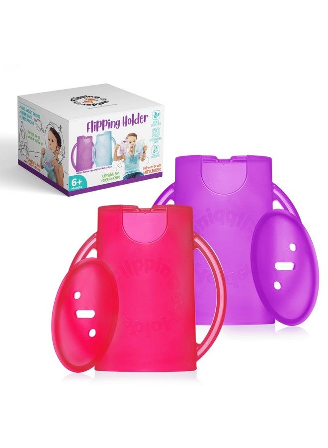 Squeeze Proof Food Pouch Holder For Toddlers Babies Kids Mess Free No Squeeze Juice Box Drink And Applesauce Snack Holder With Easy Grip Handles And Lid