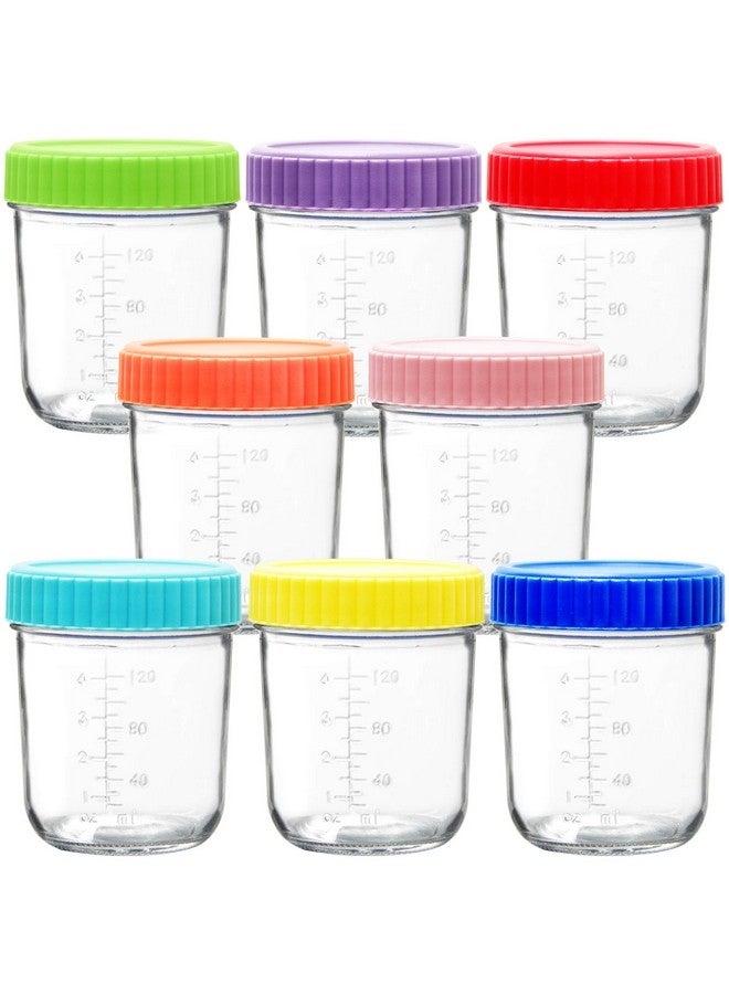 Glass Baby Food Storage 6 Ounce Baby Food Glass Containers With Airtight Lids Glass Jars With Lids (8 Rainbow Colors)