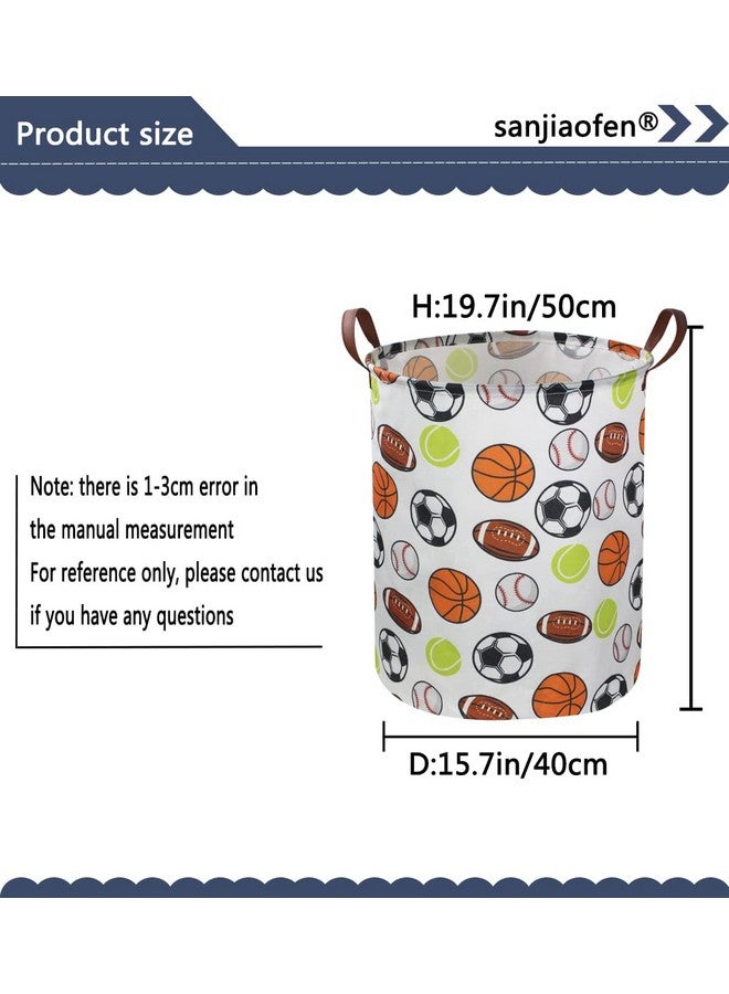 Kids Laundry Basket Basketball Laundry Hamper Collapsible Baby Storage Baskets For Boys Room Decor Nursery Hamper Bedroom Toy Organizer (Ball) …