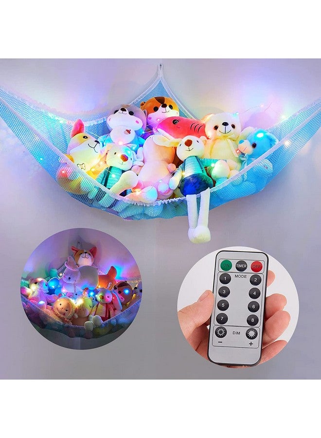 Stuffed Animals Net Or Hammock With Led Light Hanging Toy Net Hammock For Stuffed Animals Storage Stuff Animals Hammocks For Nursery Kids Room With Remote Control 8 Kinds Of Lights(Pack Of 1)