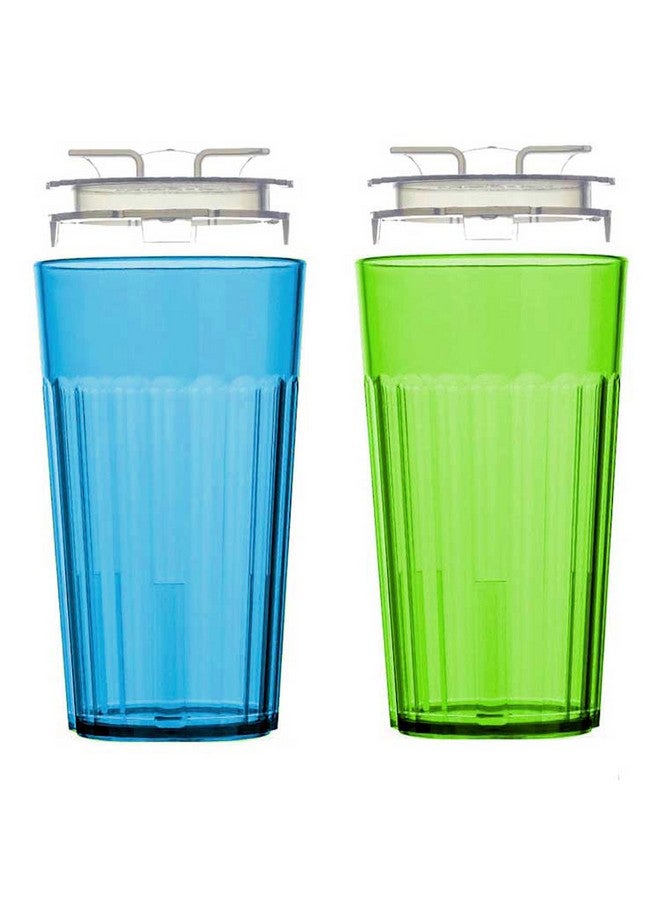 Smart Cup (Blue & Green 2 Pack) Open Training Cup Toddler Cup No Suction 6Oz 360 Control Flow Usa Made Premium High Impact Plastic