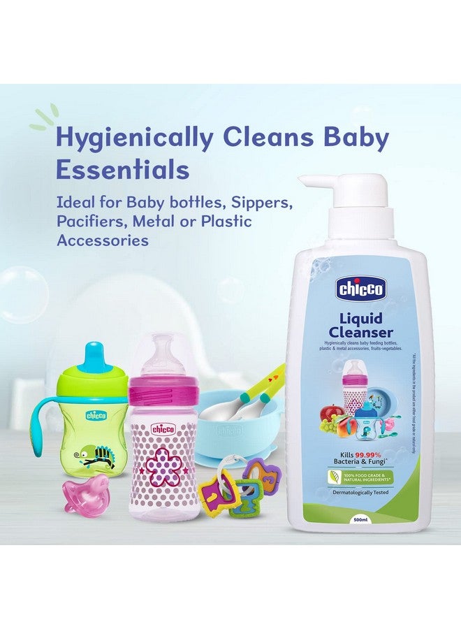 Liquid Cleanser, 500Ml | Wash For Feeding Bottle, Accessories, Fruits & Vegetables | 100% Food Grade & Natural Ingredients | Kills 99.99% Bacteria & Fungi | Baby Safe, Dermatologically Tested