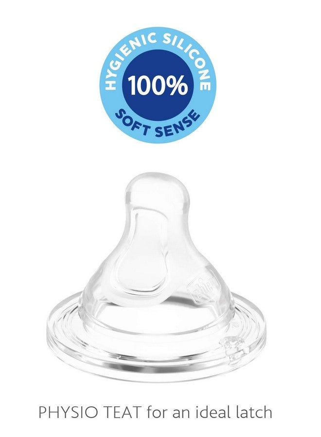 Physioteat Anti-Colic Nipple For Babies (2+ Months) Pack Of 2 | Perfect Latch Soft Sense Silicon Teat | Medium Flow | Suitable For Wide Neck Feeding Bottles | Bpa Free