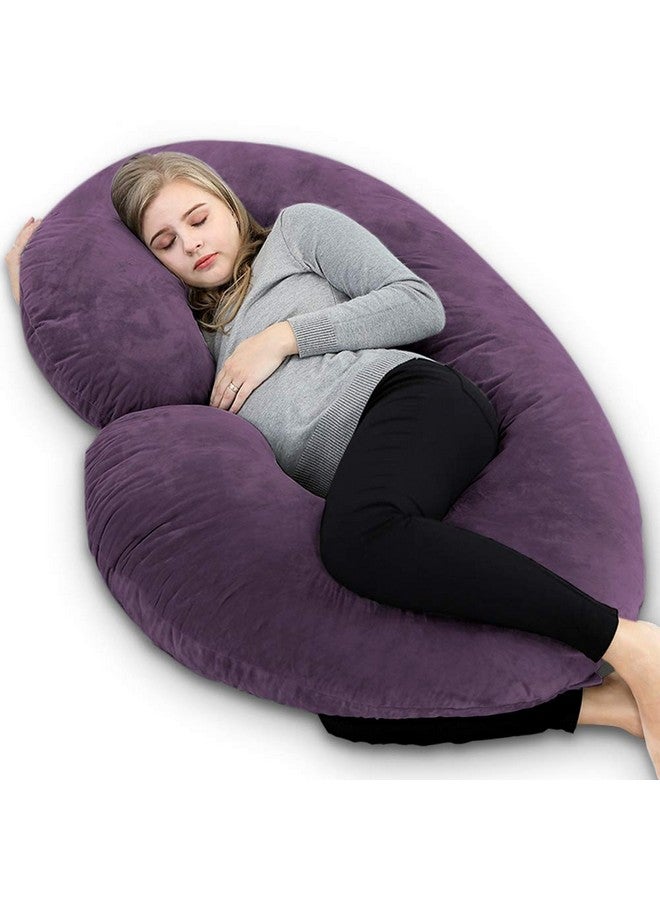 Pregnancy Pillow,Maternity Body Pillow With Velvet Cover,C Shaped Body Pillow For Sleeping (Cozy Velvet Lavender)