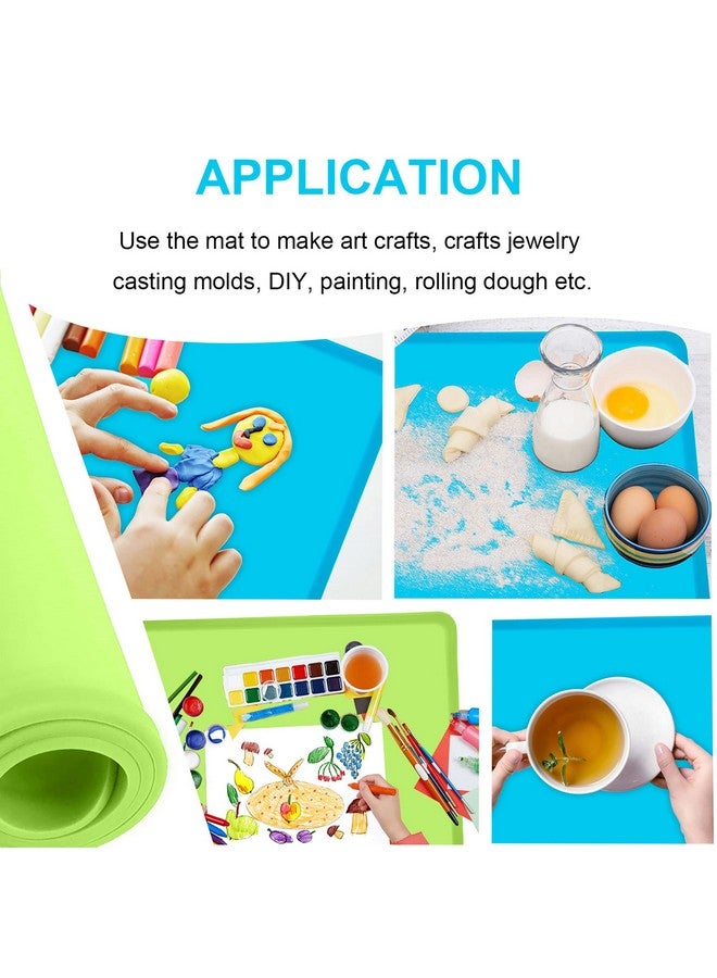 Silicone Kids Placemats Non Slip Silicon Placemats For Kids Baby Toddlers Childrens Kids Portable Placemat For Dining Table 2Pack Blue/Green