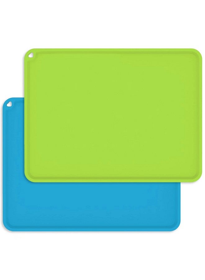 Silicone Kids Placemats Non Slip Silicon Placemats For Kids Baby Toddlers Childrens Kids Portable Placemat For Dining Table 2Pack Blue/Green