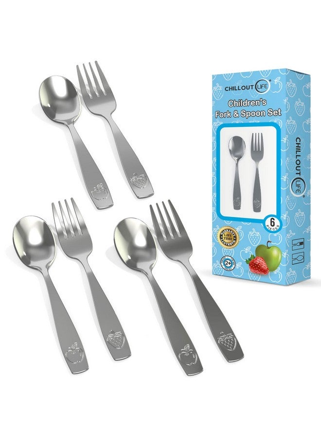 6 Piece Stainless Steel Kids Silverware Set Child And Toddler Safe Flatware Kids Utensil Set Metal Kids Cutlery Set (Includes 3 Small Kids Spoons & Kids 3 Forks)