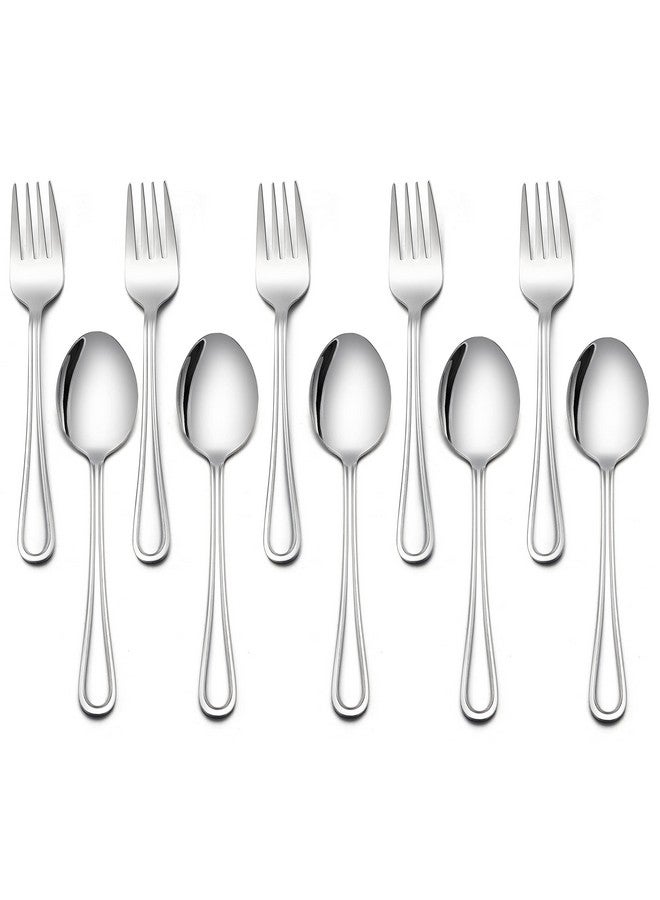 10Piece Children Silverware Set Kids Forks And Spoons Silverware Set Stainless Steel Toddler Utensils Flatware Set Child Cutlery Set For Home Preschools Dishwasher Safe