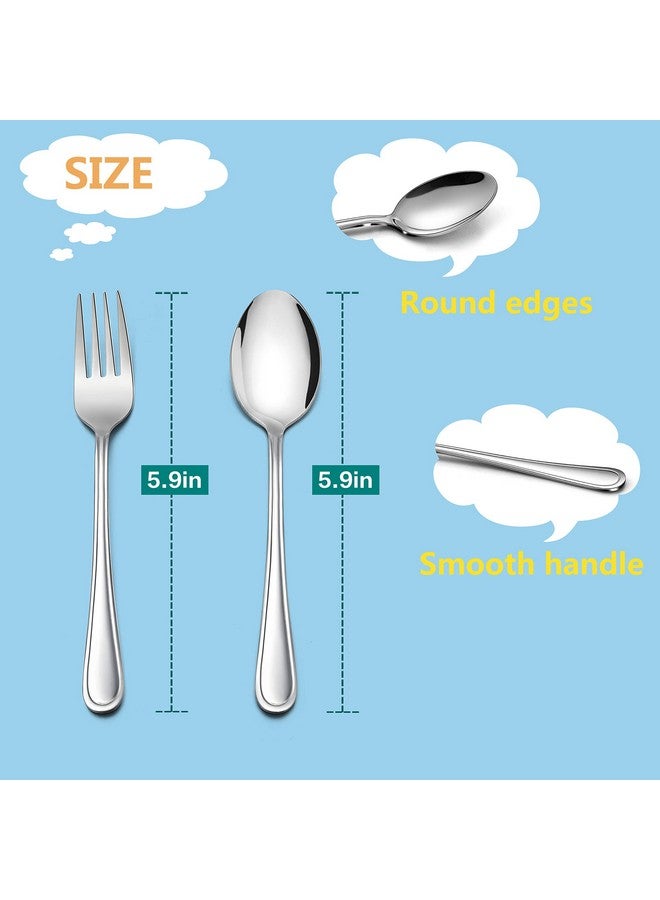 10Piece Children Silverware Set Kids Forks And Spoons Silverware Set Stainless Steel Toddler Utensils Flatware Set Child Cutlery Set For Home Preschools Dishwasher Safe