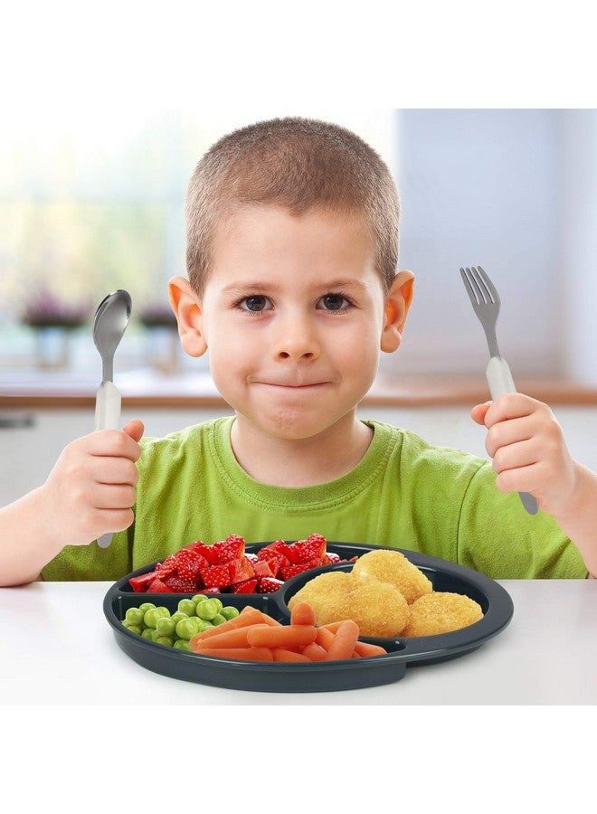 Kids Divided Plate With Utensils Children'S Meal Set With Plate Fork And Spoon Outer Space