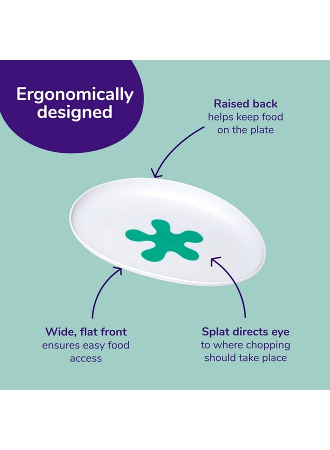 Baby And Toddler Plate Non Slip Base Ergonomic Toddler Dishes For Self Feeding 1 3 Year Olds Dishwasher Safe Bpa Free (White & Aqua)