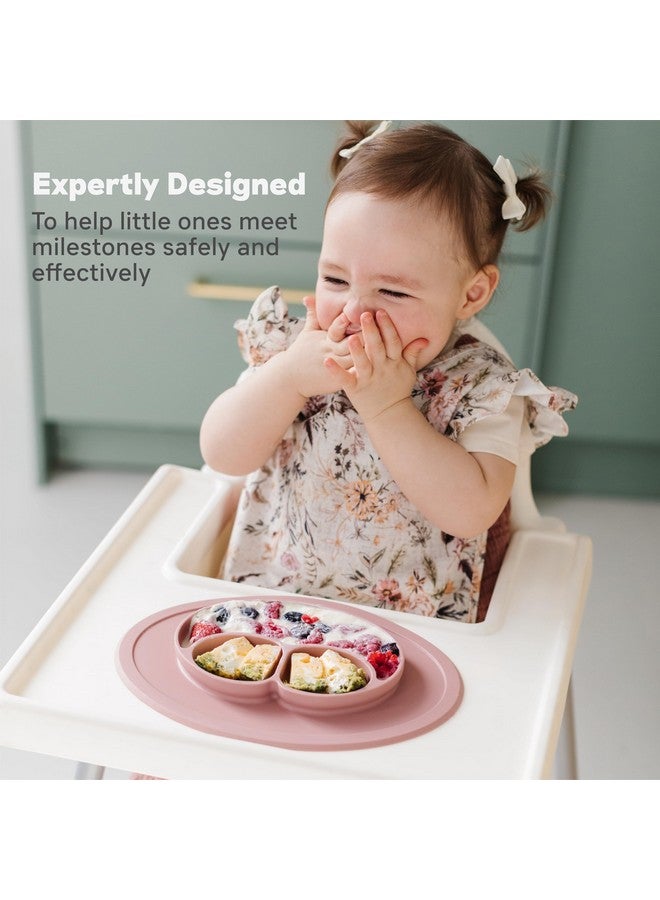 Mini Mat For 12 Months+ (Blush) 100% Silicone Baby Plates With Suction And Built In Placemat For Infants + Toddlers Baby Led Weaning For Highchair Dining Table And Travel