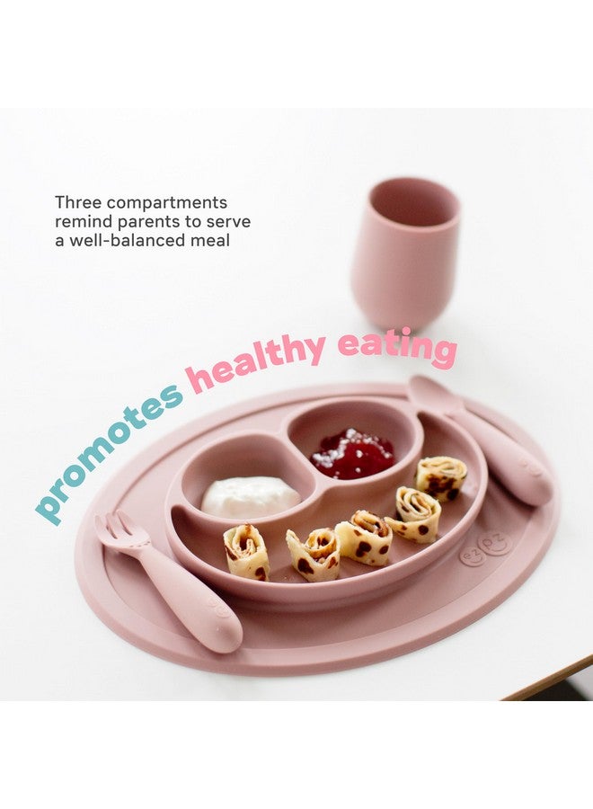 Mini Mat For 12 Months+ (Blush) 100% Silicone Baby Plates With Suction And Built In Placemat For Infants + Toddlers Baby Led Weaning For Highchair Dining Table And Travel