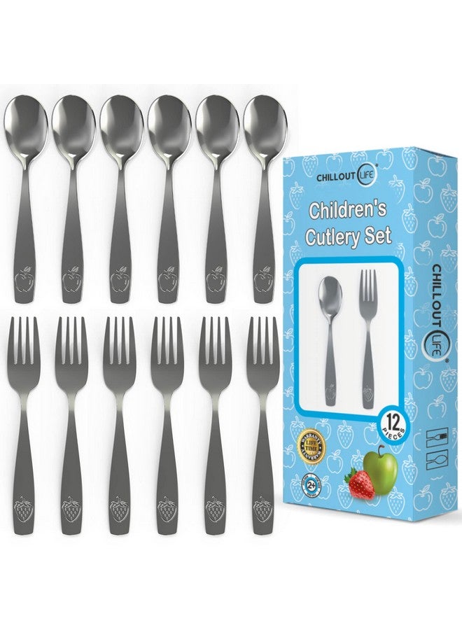 Stainless Steel Kids Silverware Set Child And Toddler Safe Flatware Kids Utensil Set Metal Kids Cutlery Set (Includes 6 Small Kids Spoons & Kids 6 Forks)