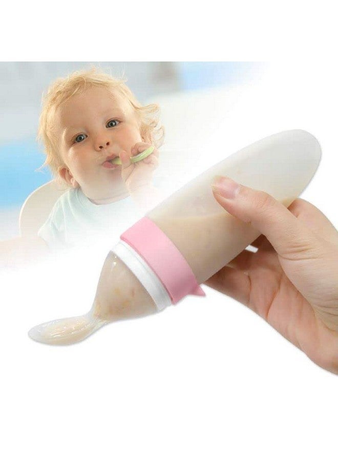 Silicone Squeeze Feeding Spoon Baby Food Dispensing Spoon With Dust Cover Bpa Free