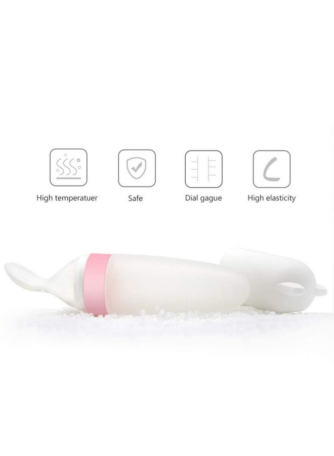 Silicone Squeeze Feeding Spoon Baby Food Dispensing Spoon With Dust Cover Bpa Free