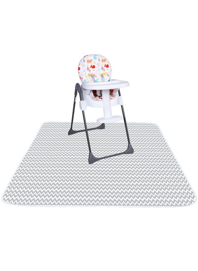 42 Inch X 42 Inch Washable Highchair Splat Floor Mat Splash Mess Mat Food Catcher Art Craft Leak Proof Mat (Grey Wave)