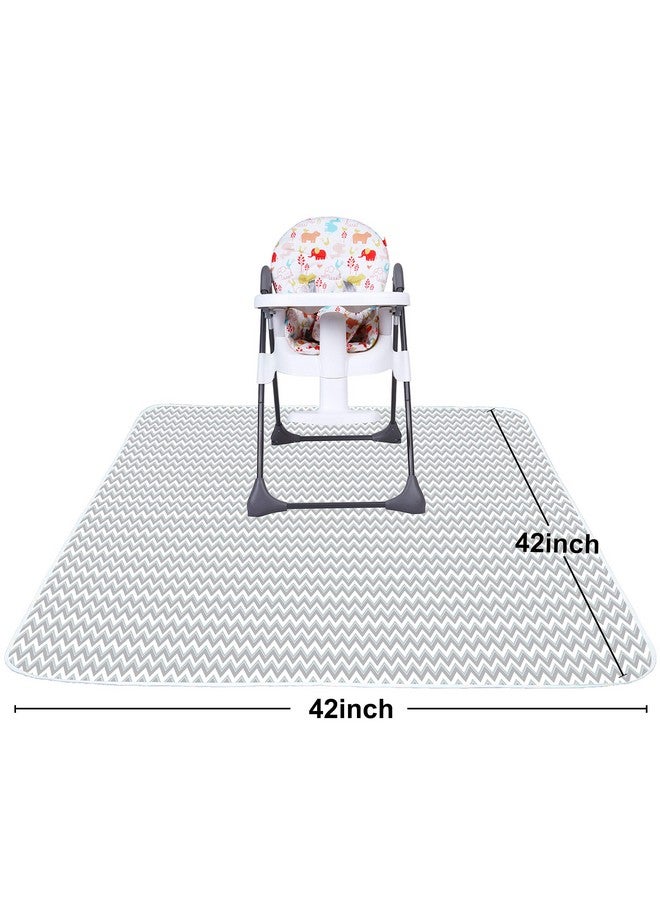 42 Inch X 42 Inch Washable Highchair Splat Floor Mat Splash Mess Mat Food Catcher Art Craft Leak Proof Mat (Grey Wave)